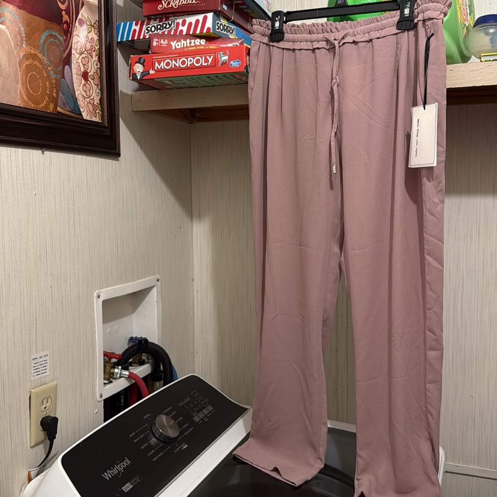 Chic Blush polyester Pants large mauve